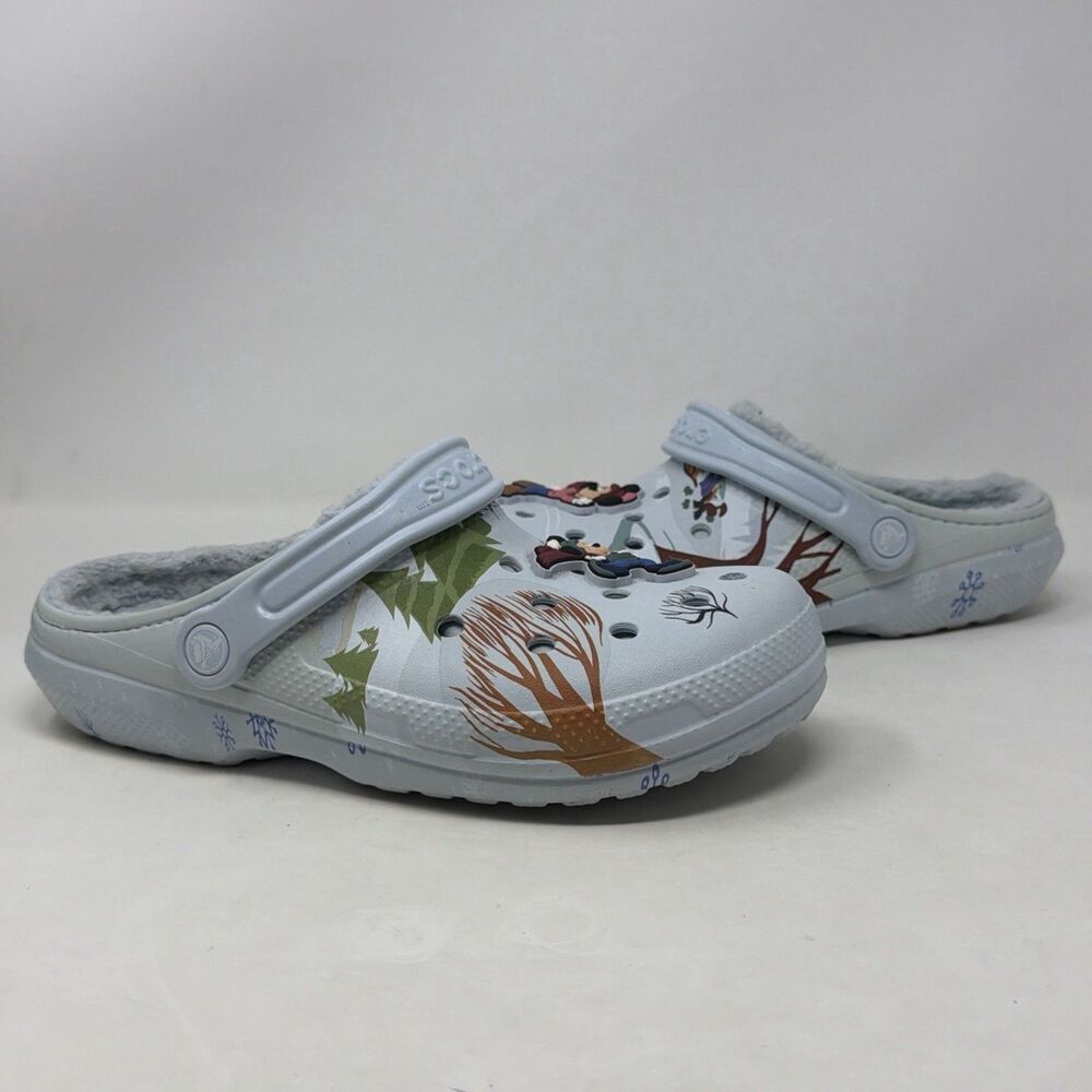 Crocs Disney Mickey Minnie Mouse Winter Ice Skating Fleece Lined Clogs W9 M7